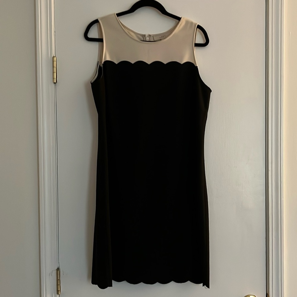 Loft sleeveless scalloped dress.